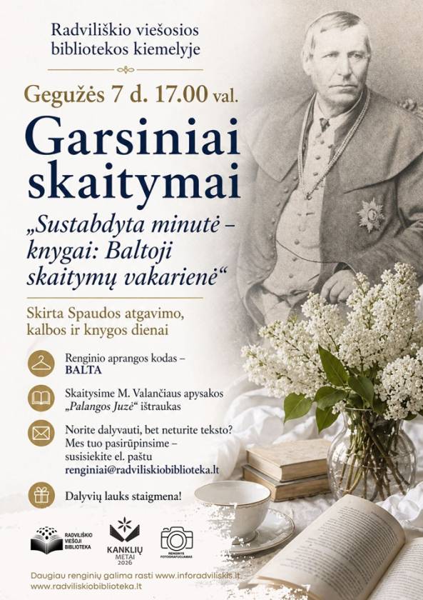 Garsiniai skaitymai „Sustabdyta minutė – knygai: Baltoji skaitymų vakarienė“  