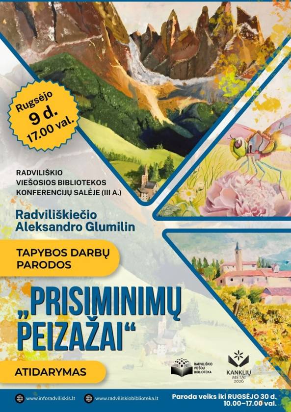 Radviliškiečio Aleksandro Glumilin tapybos darbų parodos  „Prisiminimų peizažai“  atidarymas