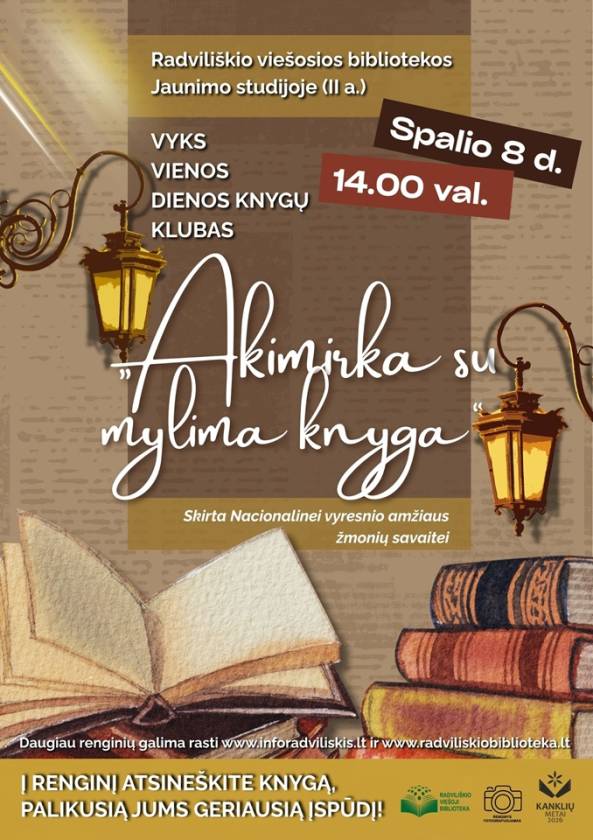 Vyks vienos dienos knygų klubas  „Akimirka su mylima knyga“